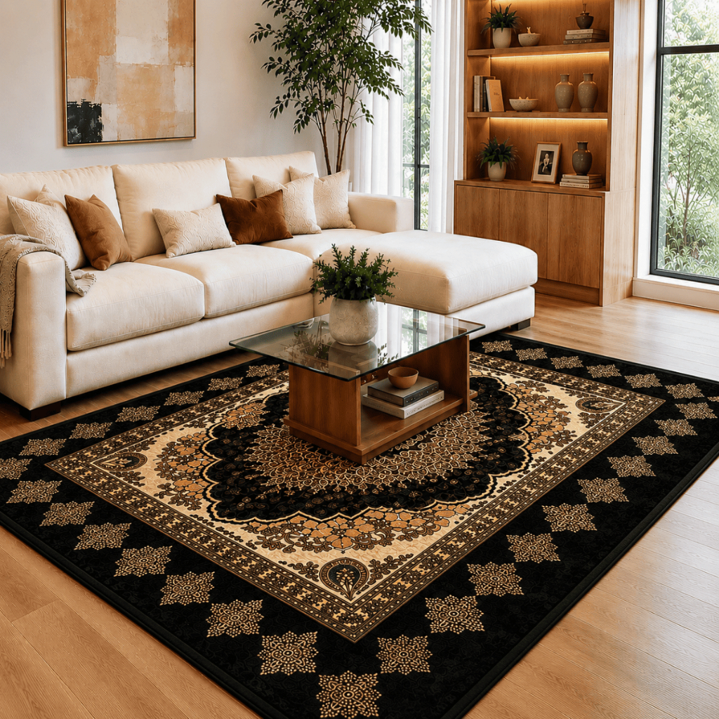 Tapete Sala Indiano Luxo 2,00x1,50m Grande Macio Decorativo Moderno Antiderrapante