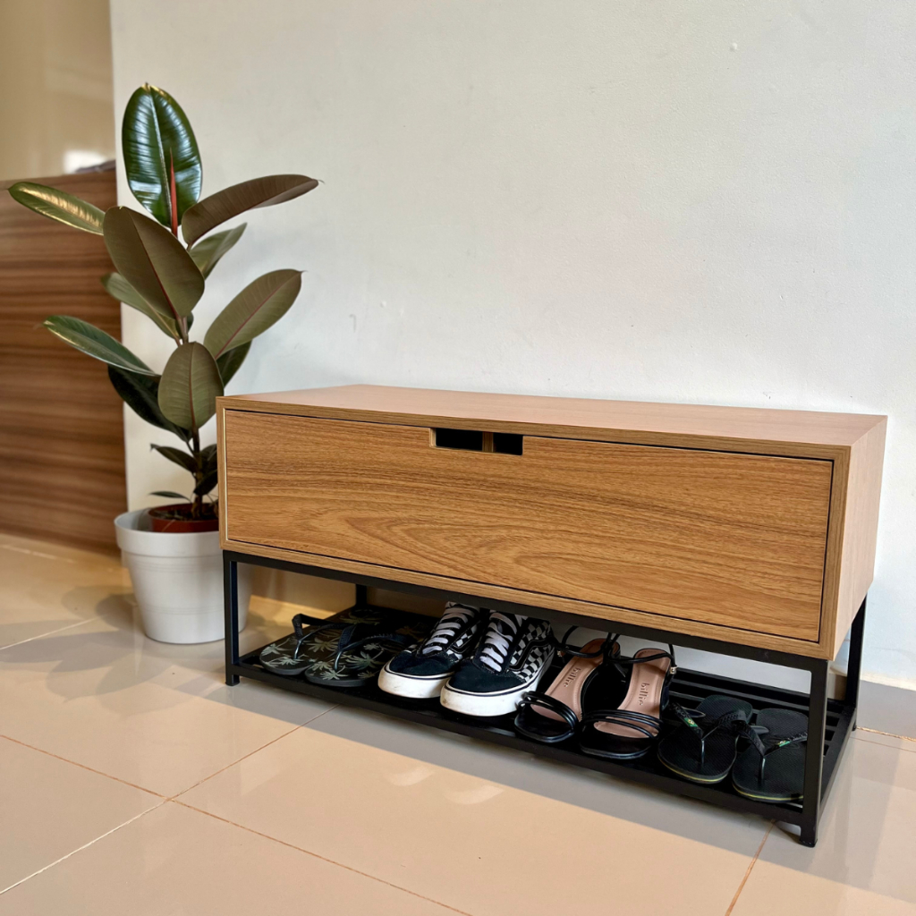 Banco sapateira com porta calçadeira balção recamier aparador organizador de sapatos assento