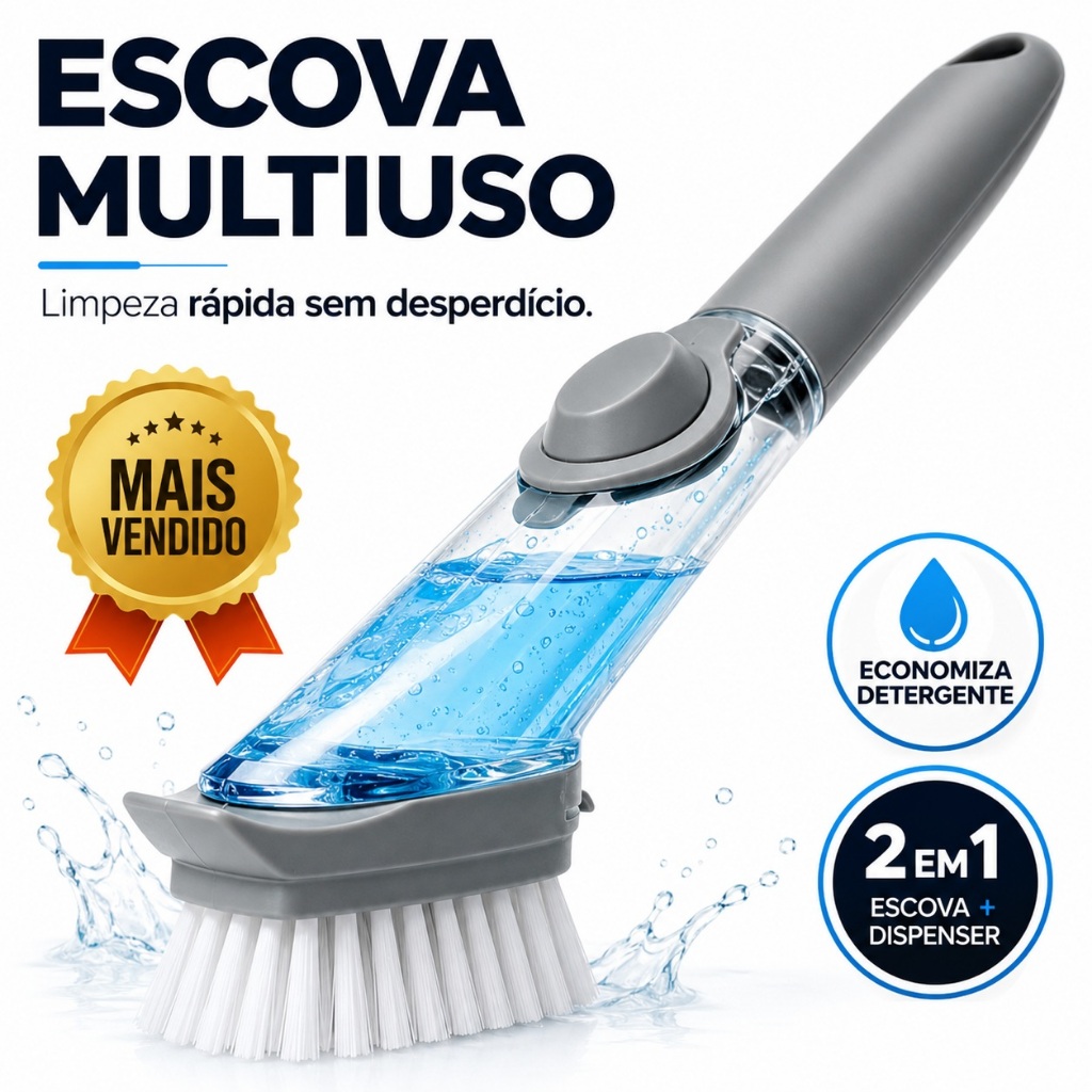 Escova Dispenser Detergente Sabão Esfrega Panela Remove Gordura Bucha Cabo