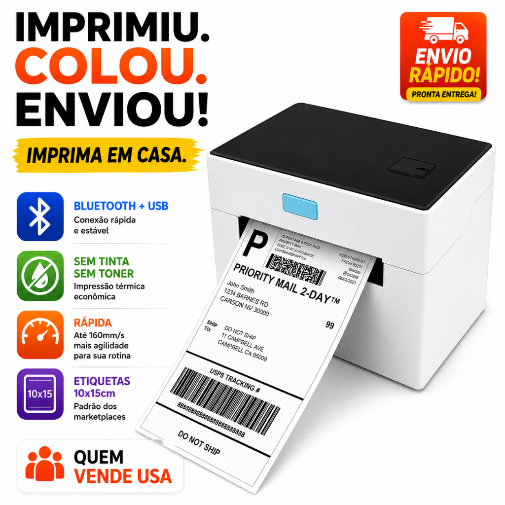 Impressora Etiqueta 100x150 Bluetooth Shopee Mercado Livre