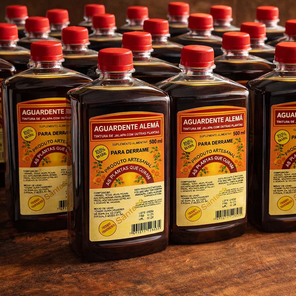 Kit 3 Unidades Água Ardente Alema Jalapa Quadrada Original 500ml