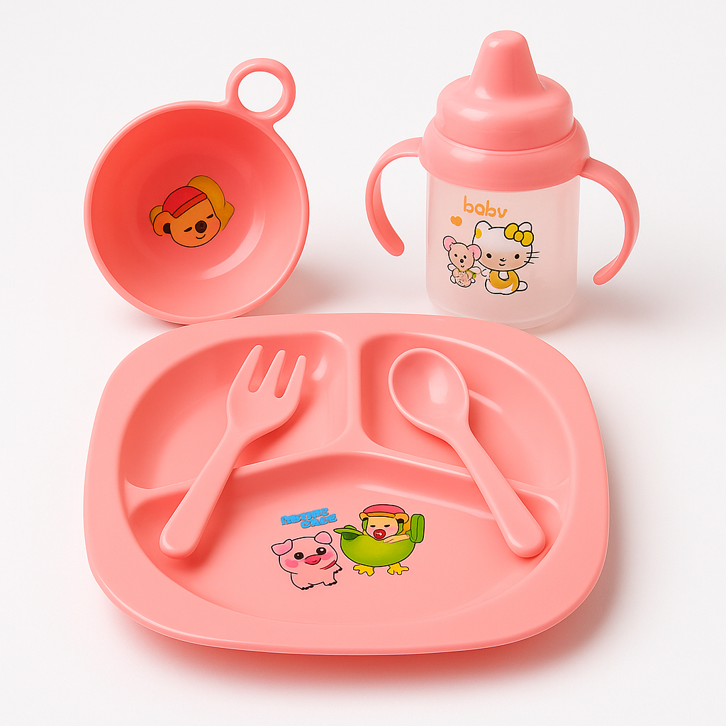 Detalhes do Kit Refeição Infantil 5 ou 4 Peças Completo para Bebê