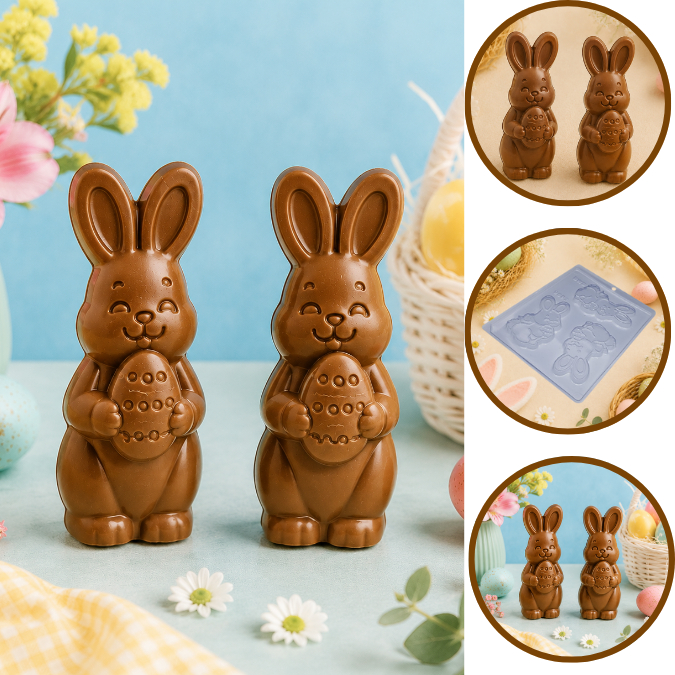 1~10 Forma Simples Tablete Coelho9883- (M1) em Acetato BWB Para Bombom e Doces de Chocolate e Confeitaria (CHOCO)