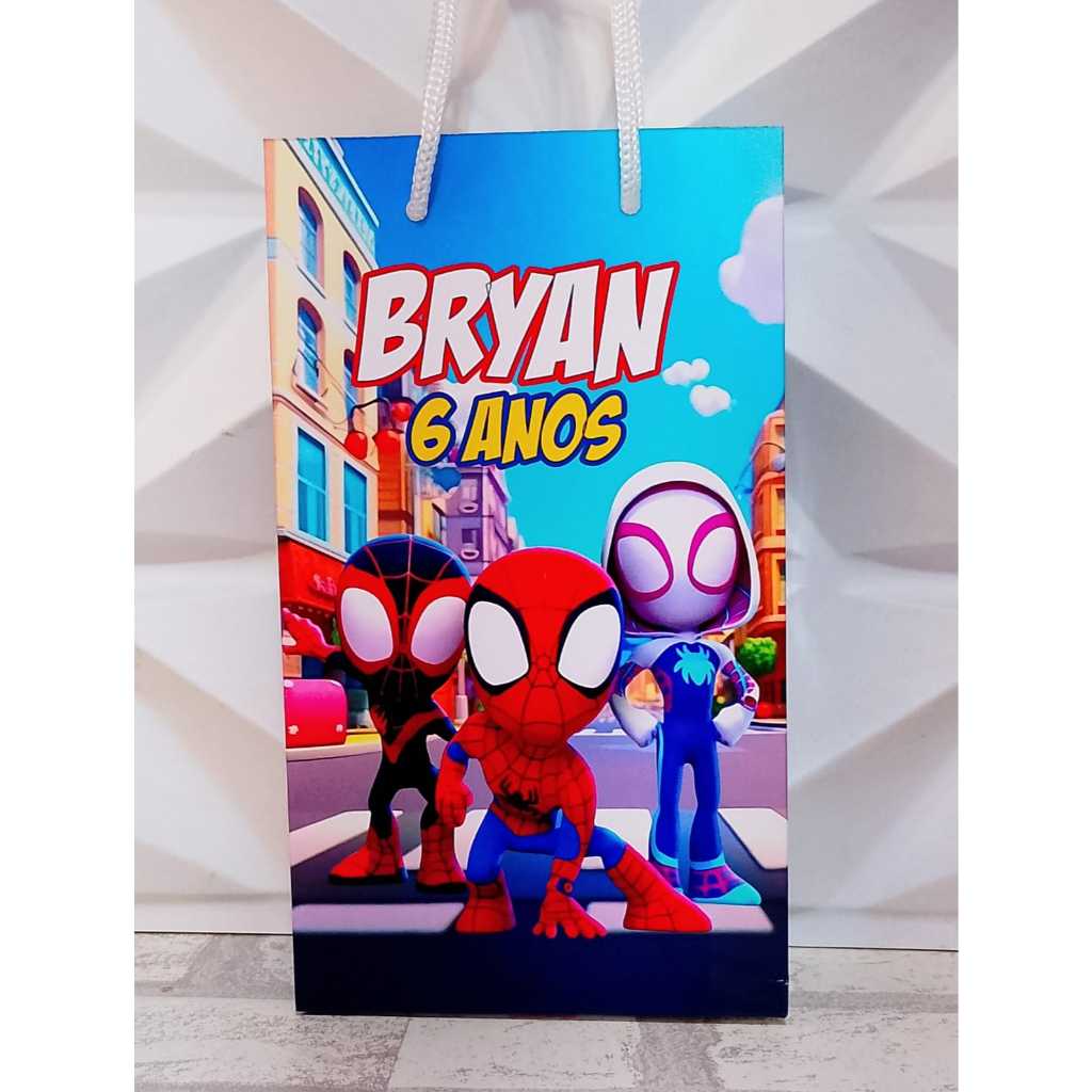 Sacolinha Personalizada SPIDEY E SEUS AMIGOS Aniversário Infantil Mimos e Lembrancinhas para Festa KIT PEGUE E MONTE