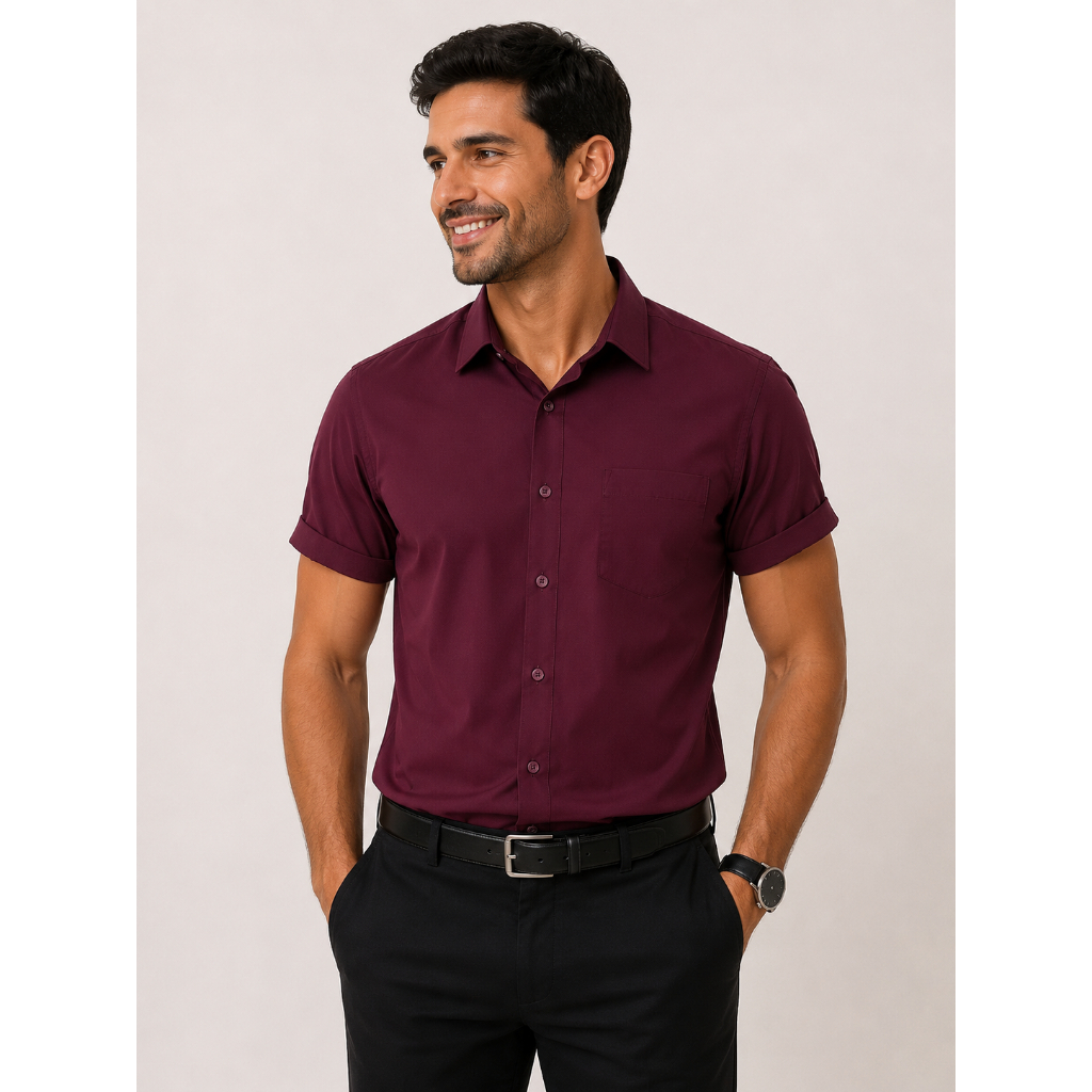 Camisa Social Manga curta com bolso,100% Microfibra,Não amassa,não precisa passar a ferro e é fresco para usar no verão.