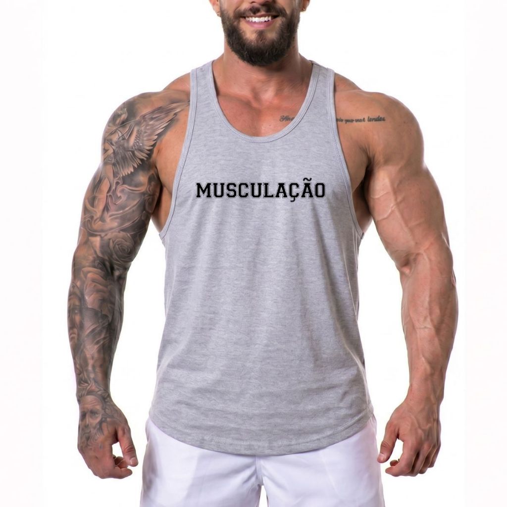 Regata Masculina Academia Estampado Musculação Bodybuilder Fitness