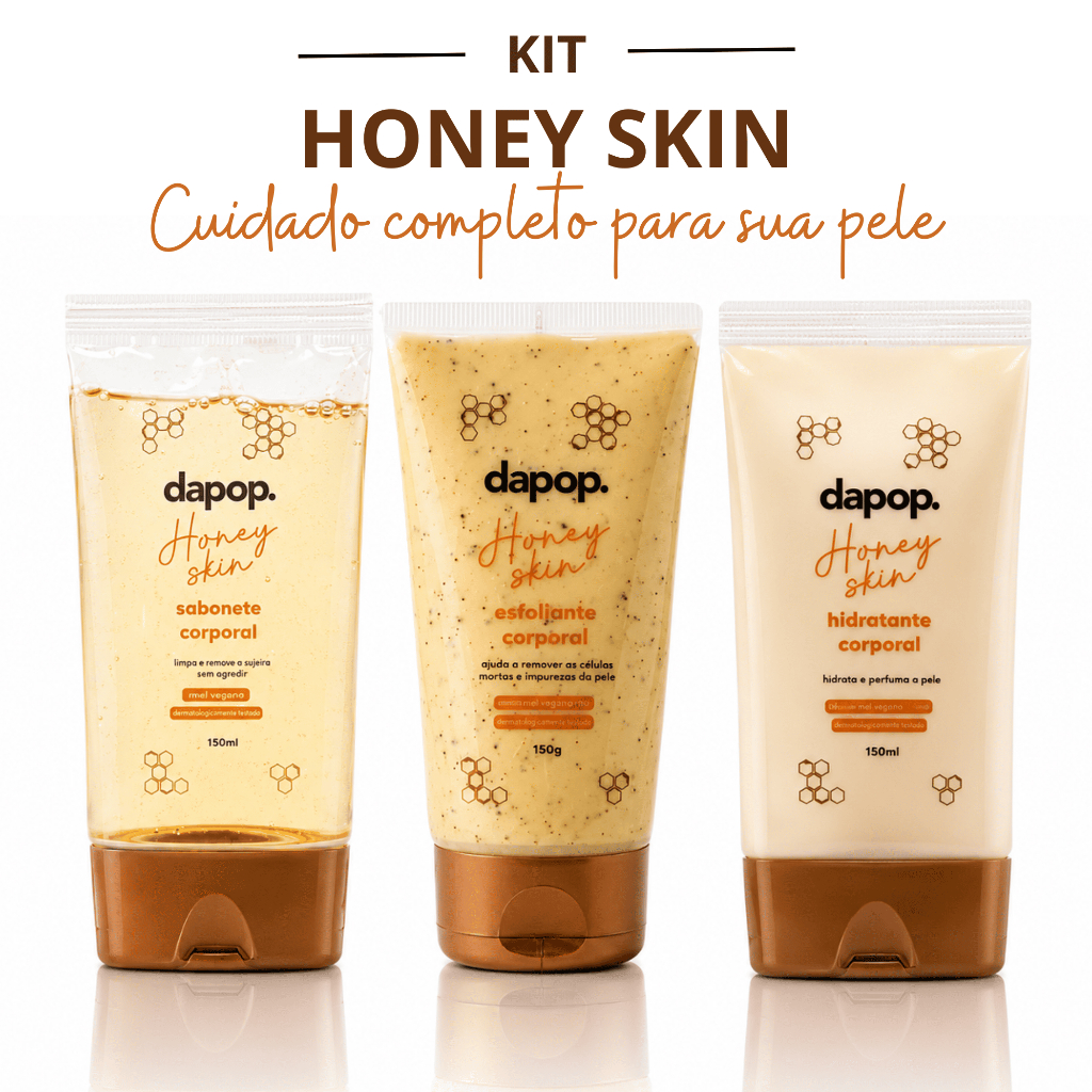 Kit Corporal de Mel Honey Skin Dapop Sabonete + Esfoliante + Hidratante 150ml