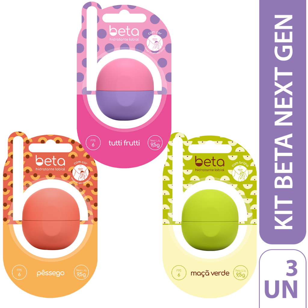 Beta Hidratante Labial Next Gen - Kit com 3
