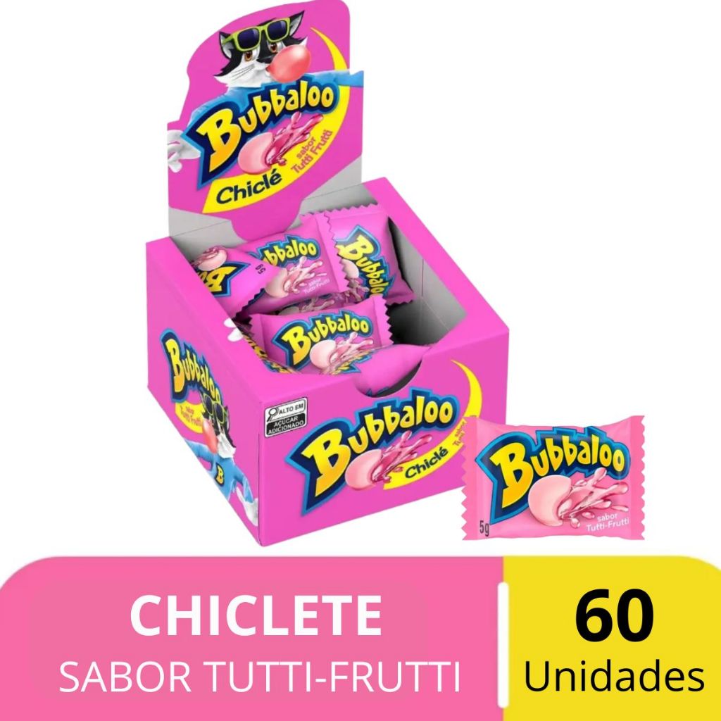 Chiclete Bubbaloo Tutti-frutti 5g Caixa Com 60 Unidades