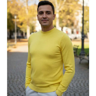 Blusa Suéter Masculina de Frio | Suéter de Tricô | Pulover de Tricot Inverno Manga Longa Gola Alta
