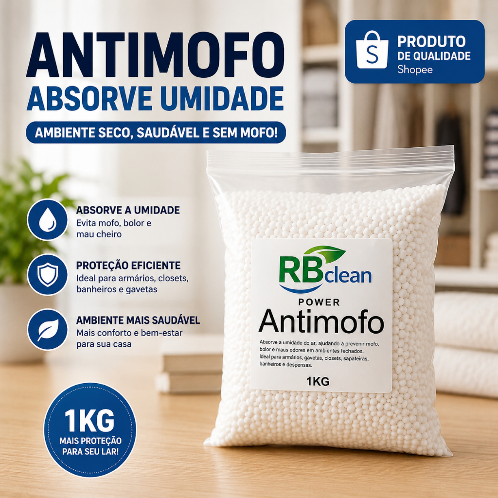 Cloreto de Cálcio Antiumidade – Alta Absorção 1KG em Bolinhas Ideal para Armários e Closets