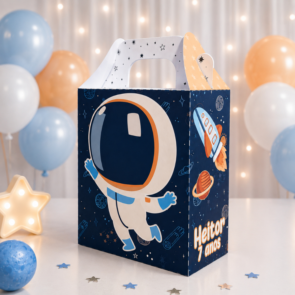 Caixa Maleta Astronauta - (PEGUE E MONTE) Kit festa - lembrancinha - aniversário - caixas personalizadas