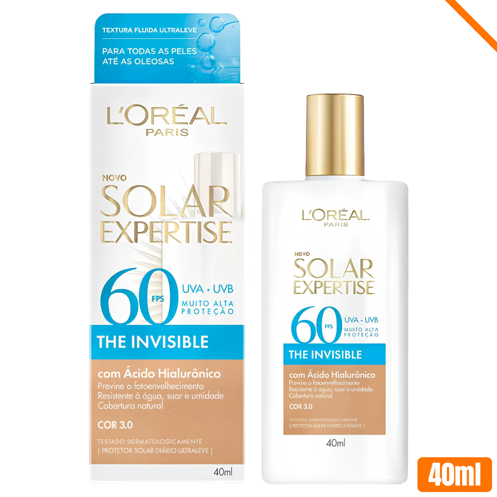 Protetor Solar Facial com Cor 3.0 Loreal Paris Solar Expertise The Invisible FPS60 40g