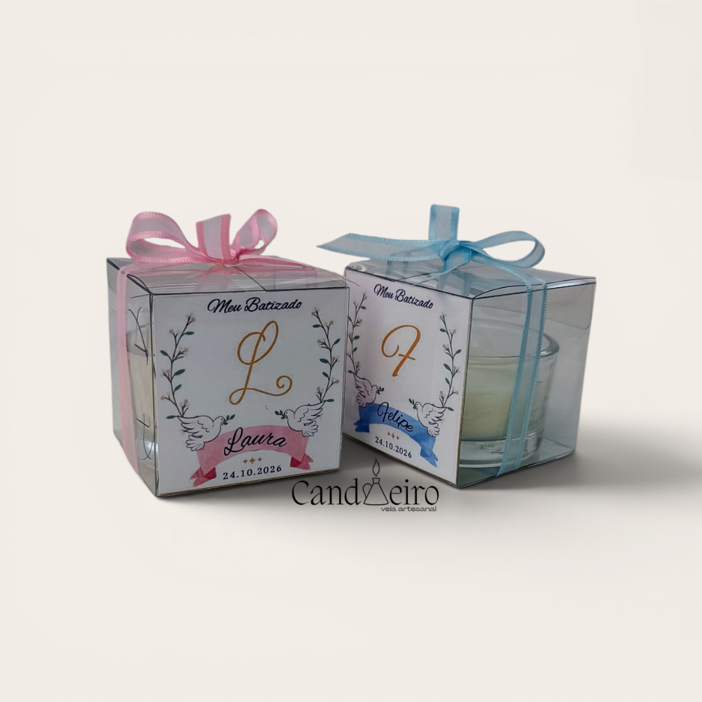 Kit 10 Lembrancinhas Vela Aromática para Maternidade Batizado Crisma Primeira Eucaristia PERSONALIZADA