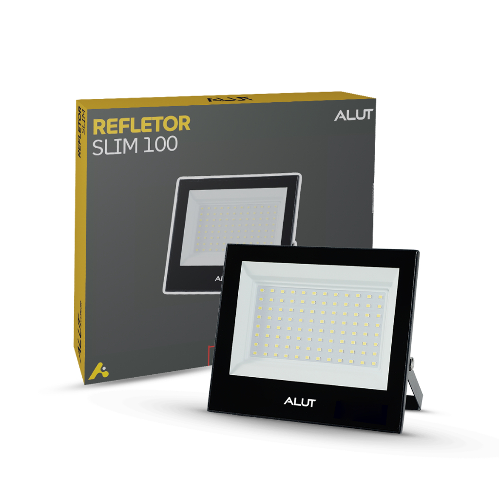 Kit 1, 2 ou 3 Refletores Led Slim Externo 100w 6500k Branco Frio Ip66 Bivolt Preto Alut By Avant