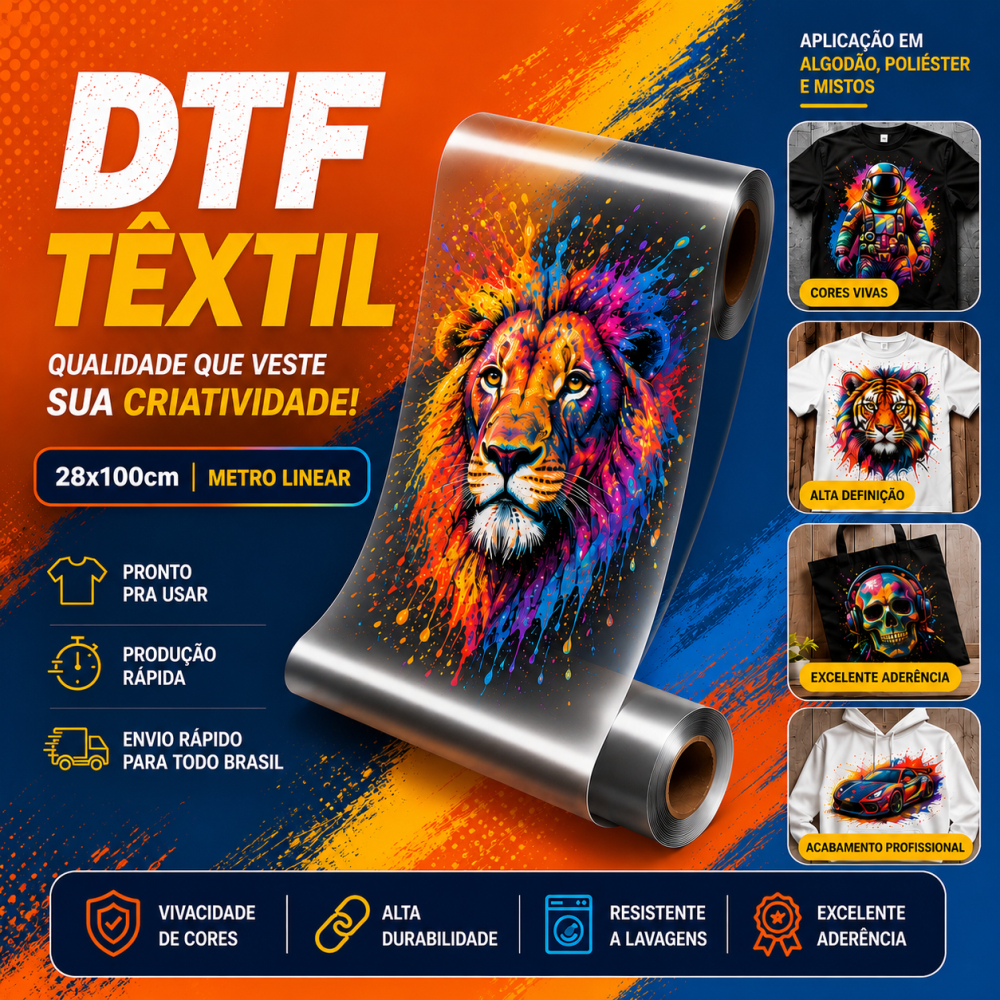 Impressão DTF Termocolante Têxtil Pronto para Aplicação  - Envie sua Arte