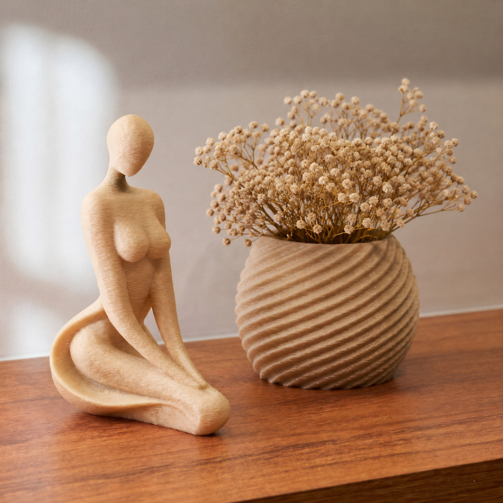 Vaso Escultura Enfeite Decorativo Sala Escritório Casa Kit