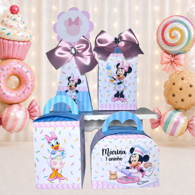 Kit Caixas Personalizadas CONFEITARIA DA MINNIE E MARGARIDA - Lembrancinhas Caixinhas Kit Festa para festa MONTAD