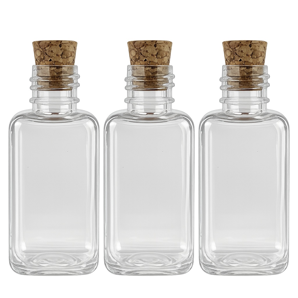 50 - Mini Frascos Plásticos 40ml Com Tampas De Rolha