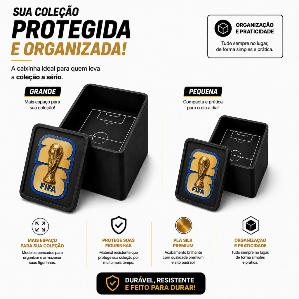 Caixa Figurinhas Copa 2026 Organizador Futebol Caixa Porta Figuras FIFA