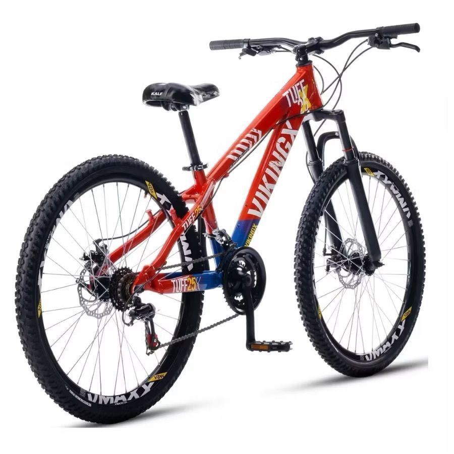 Bicicleta Vikingx Aro26 Tuff25 21V Roda Vmaxx Cravo Freio a Disco - Vermelho Azul