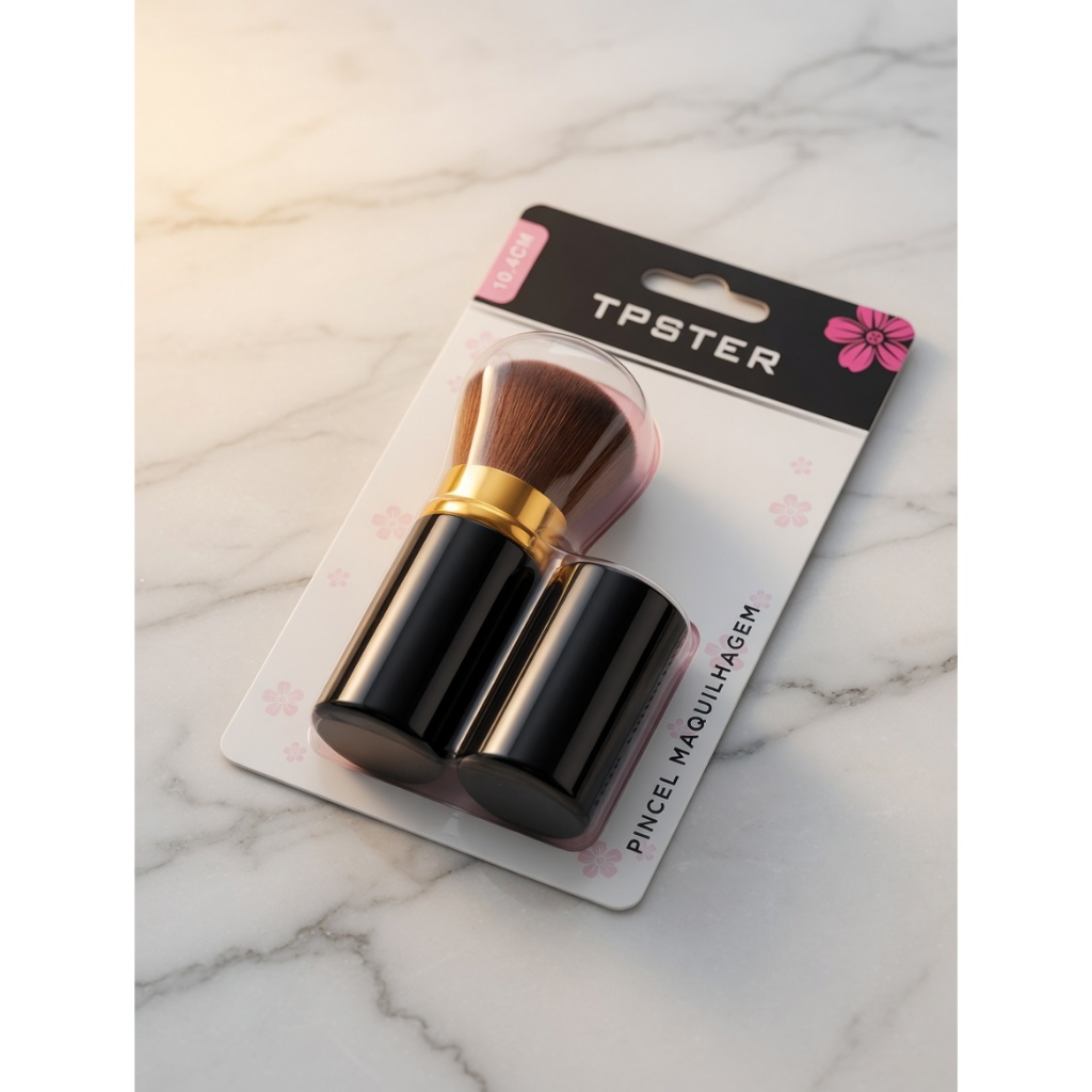 Pincel De Maquiagem Retrátil Blush Pó com Tampa