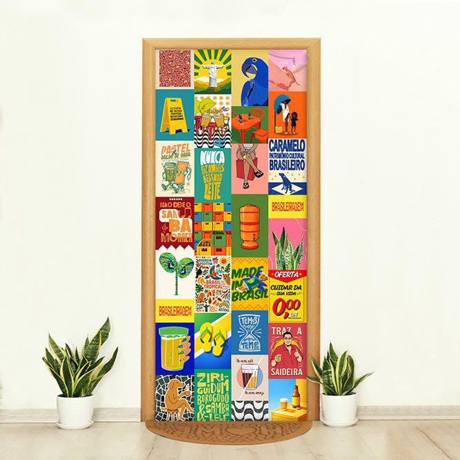 Capa de Porta Decoração Lambe lambe Brasilidades e Copa Medidas