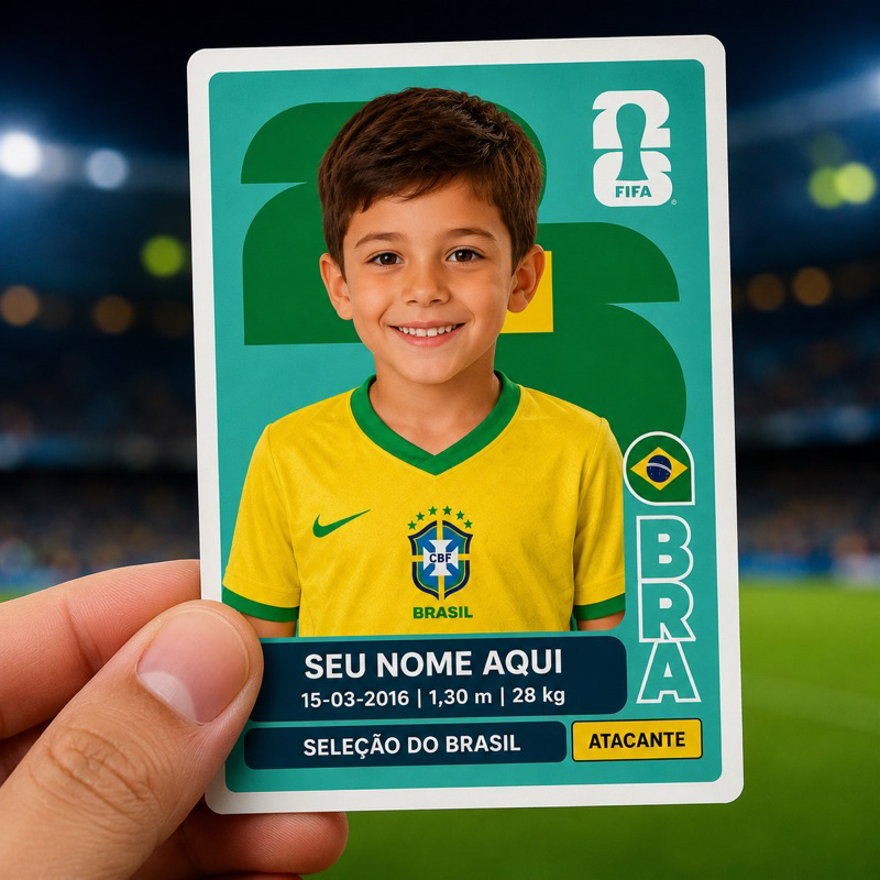 🏆 Figurinha Personalizada Copa 2026 ⚽ Com Foto e Nome | Estilo Álbum da Copa | Impressa