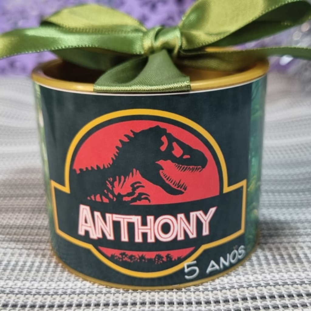 KIT Tubolatas Personalizadas 5x6 Jurassic Park | Lembrancinha | Chá Revelação | Aniversário | Casamento | Festa Infatil