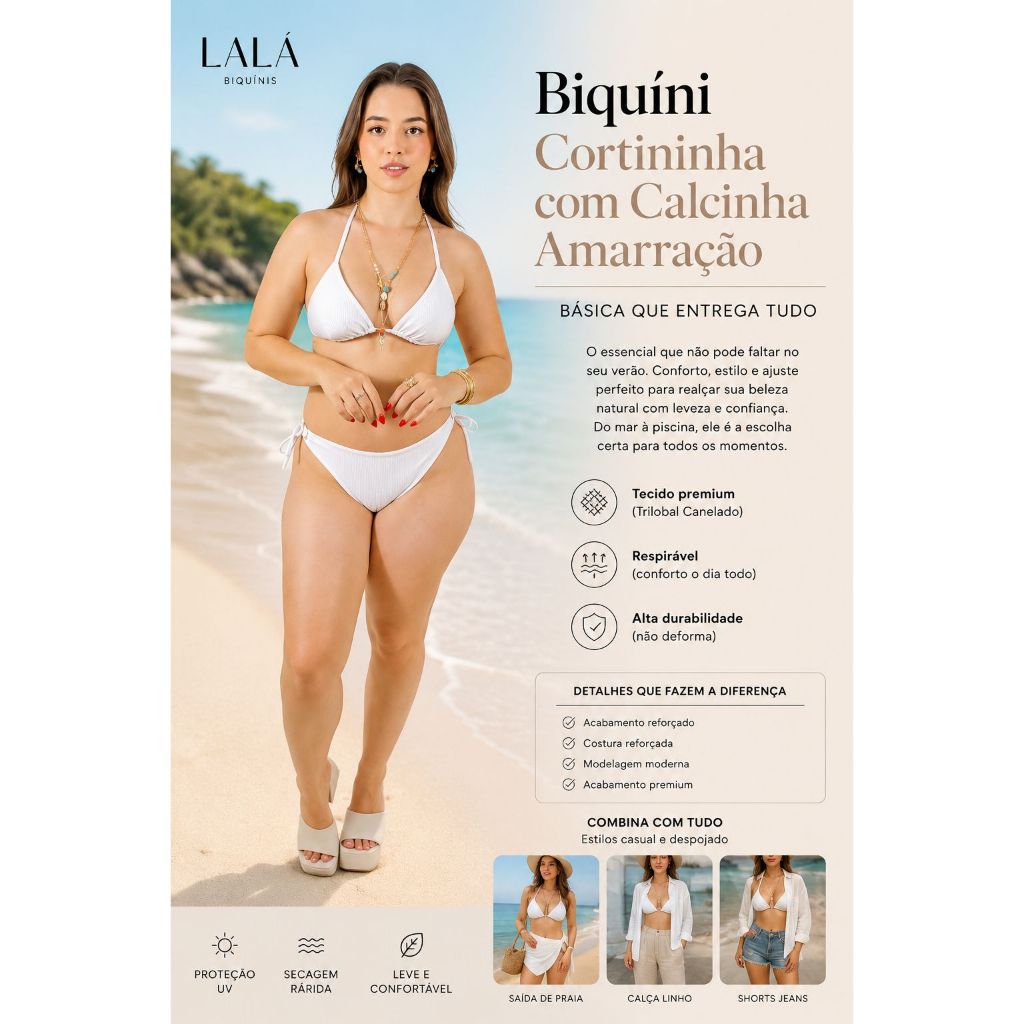 Biquíni Cortininha Fio Dental Bojo Removível Amarração Lateral Moda Praia Verão Marquinha (asa delta fio duplo)