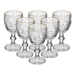 Jogo 6 Taças de Licor de Cristal com Fio de Ouro New Butterfly 50ml Wolff para Mesa Posta e Servir Qualidade Praticidade