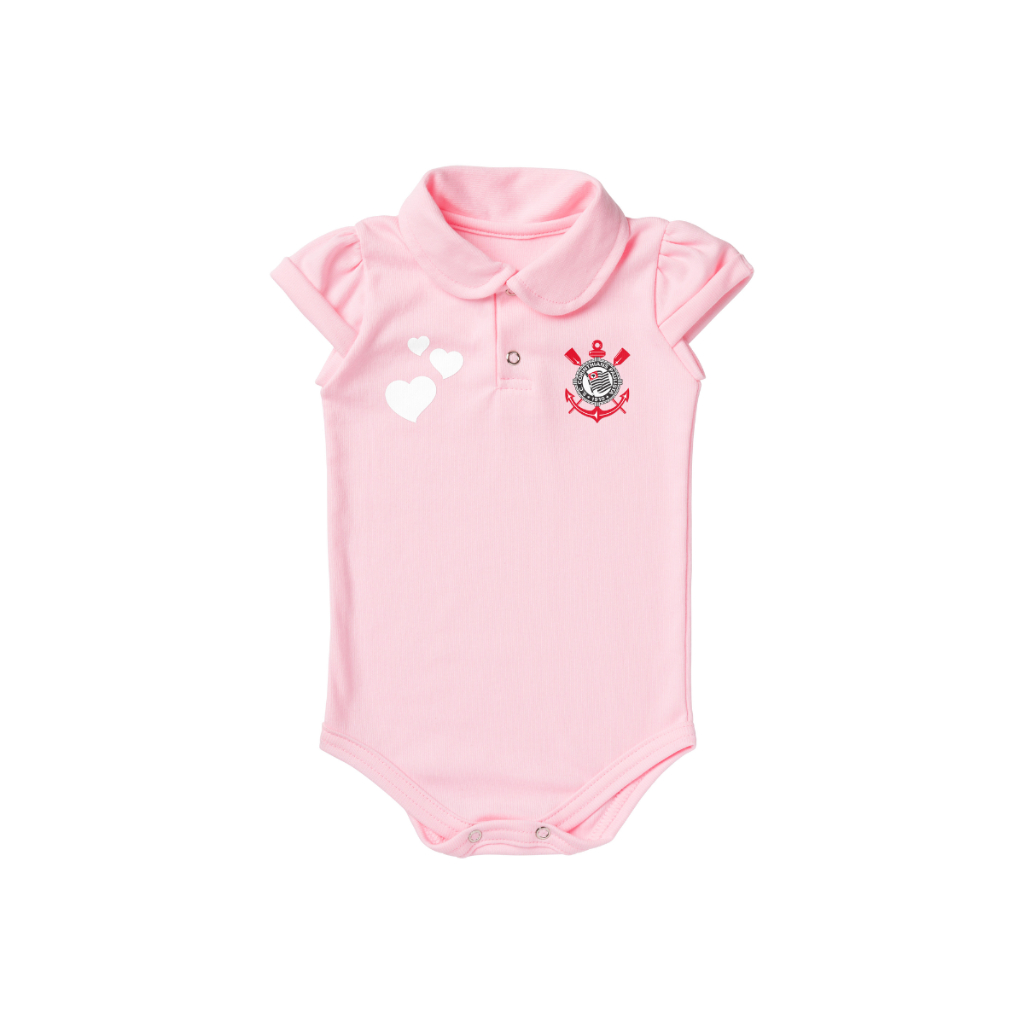 Kit 2 Peças Body Corinthians Rosa Torcida Baby Oficial e Tênis Bebe Mania 71805