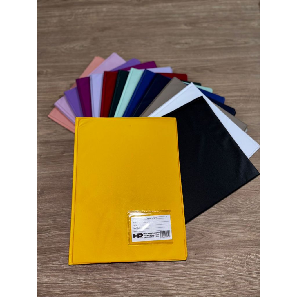 Pasta Catálogo A4 com 10 plásticos - Kit com 10 unidades