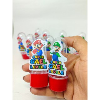 TUBETES SUPER MARIO 20 UND 8CM + 20 RÓTULOS PERSONALIZADO FESTA SUPER MARIO LEMBRANCINHAS