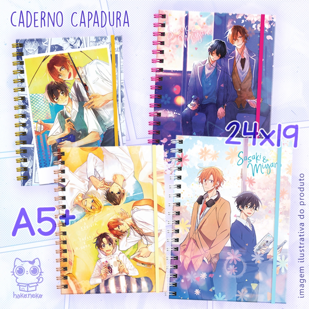 Caderno Anime SASAKI E MIYANO capa dura A5 24x19 | Pautado ou para Desenho Sketchbook | Boys Love