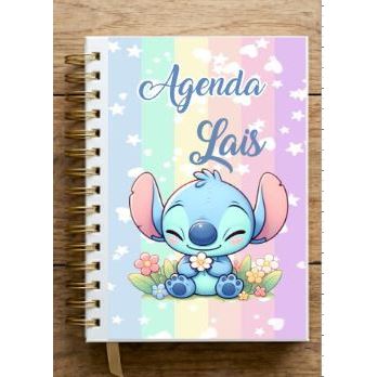 Agenda Escolar   2026  Stitch Personalizada   Capa Dura Com Nome 320 dias/páginas