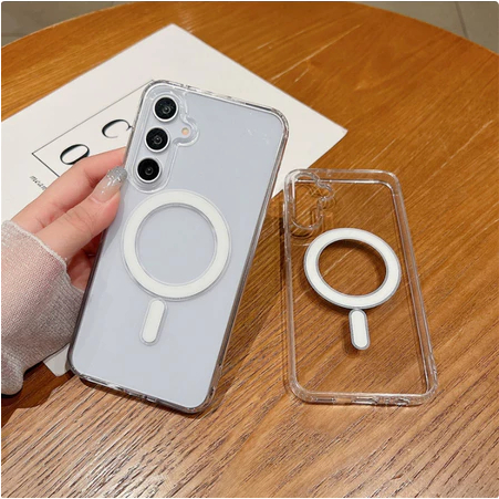Capa MagSafe Transparente Para Samsung A07/A17/A26/A16/A36/A56/A37 Capinha Samsung Galaxy Acrílico Magnético