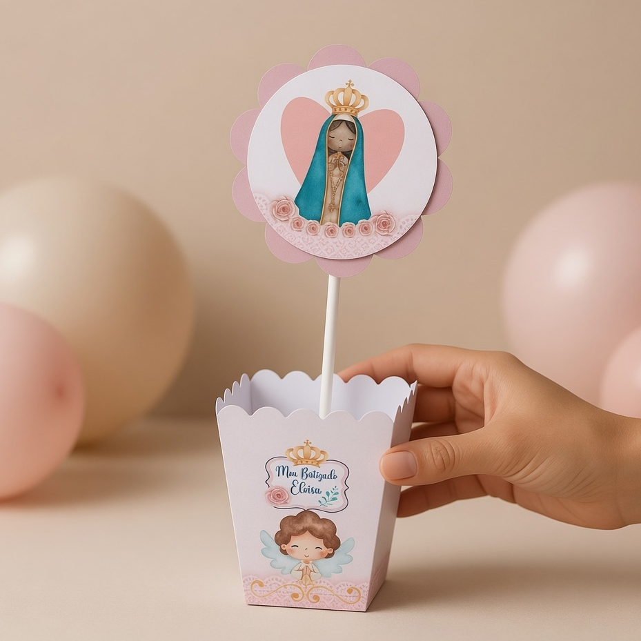 Centro de Mesa Cachepô Nossa Senhora Aparecida Menina/Lembrancinha Para Festa/Aniversário/Decoração Chá de Bebê