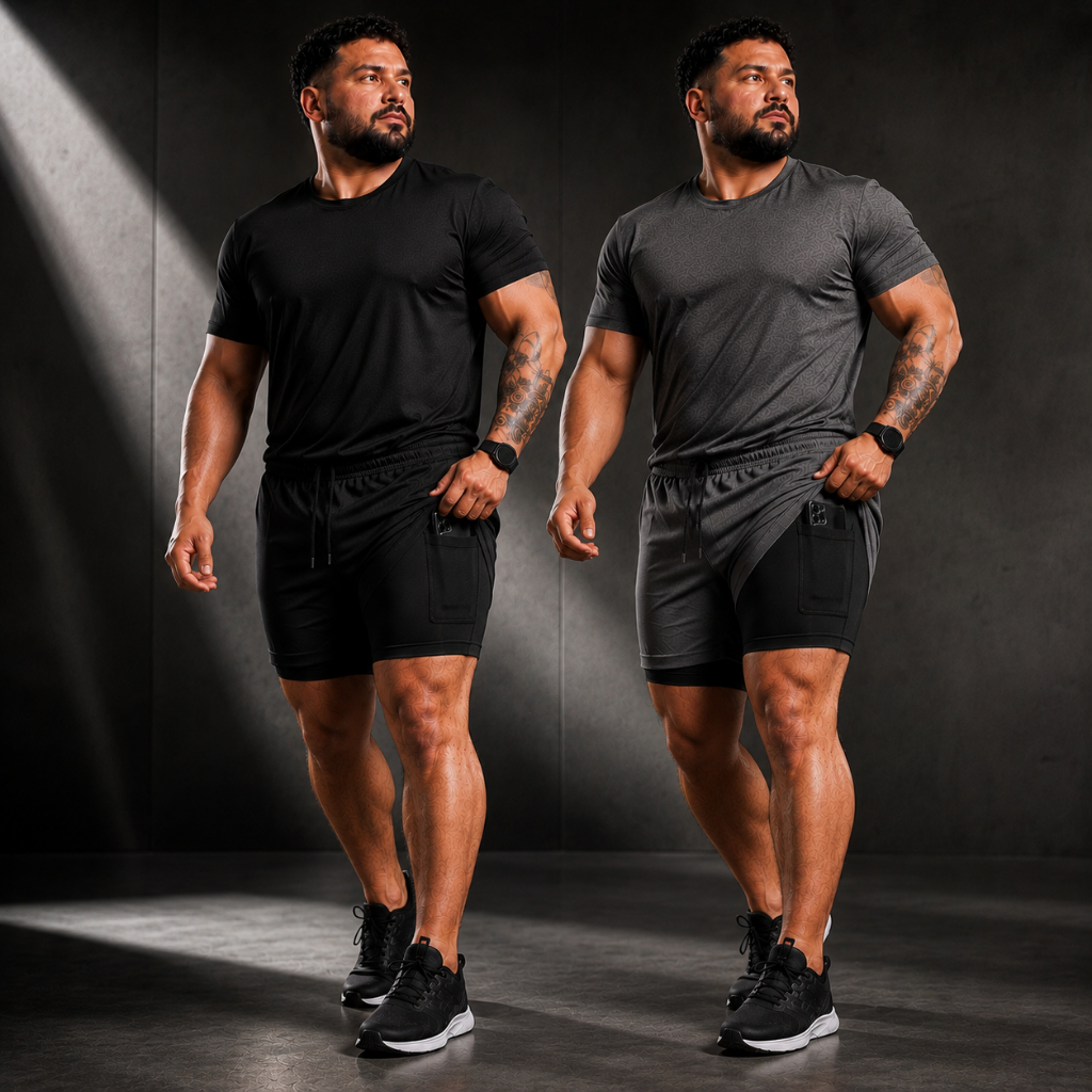 Kit 2 Short Dry 2 em 1 Plus Size P ao G4 Bermuda Masculina Academia Treino Corrida Com Elastano