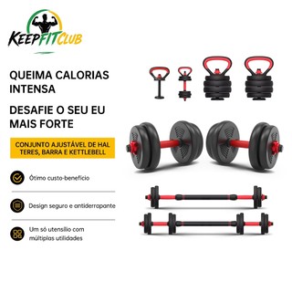 Brinde: munhequeira Kit Dumbbell Halter 10\15\20kg Ajustável Academia Musculação Para Braço Costa Peitoral Treino exerci