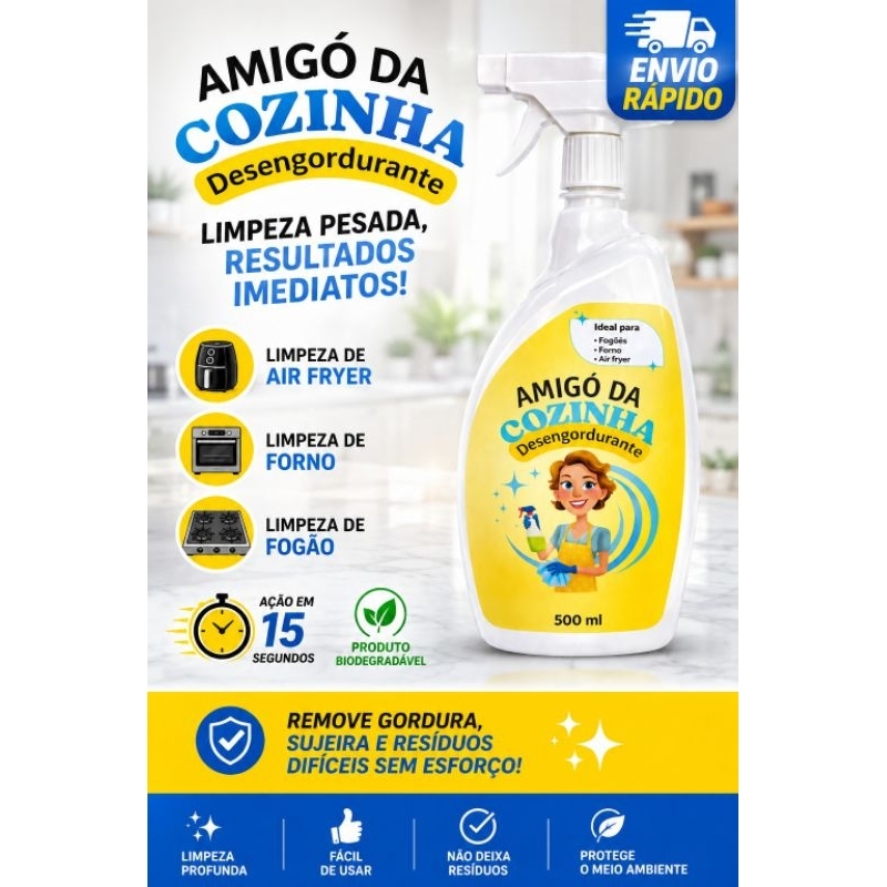 ⁰Desengordurante Flotador Limpa Fogão Forno Air Fryer Limpador Instantâneo Amigo do Lar