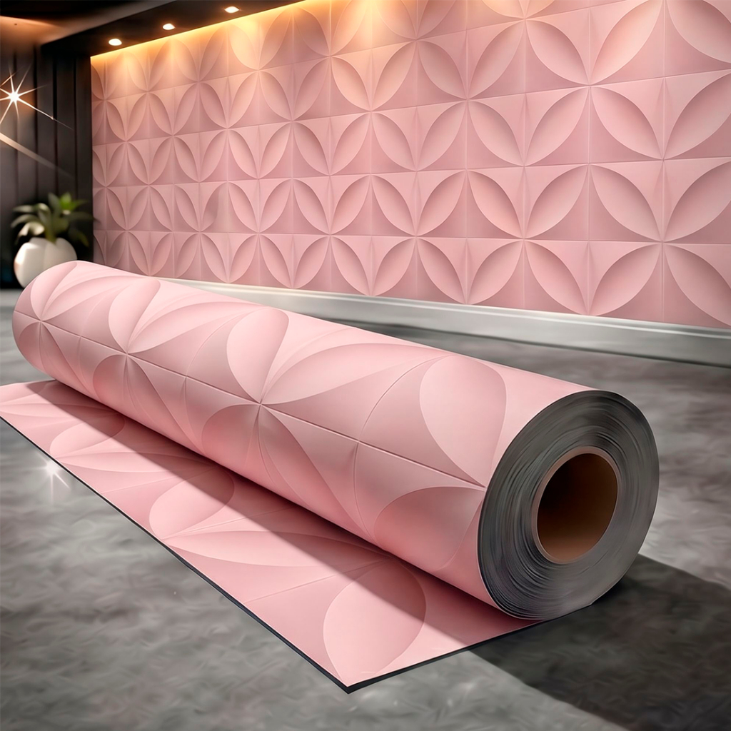 Papel de Parede Adesivo Rosa Geométrico 3D Quarto Feminino Salão Esmalteria Lavável Autocolante Decorativo