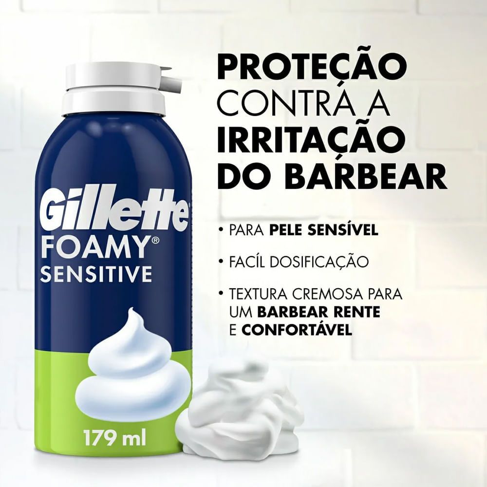 Gillette Espuma De Barbear Foamy Sensitive 175G