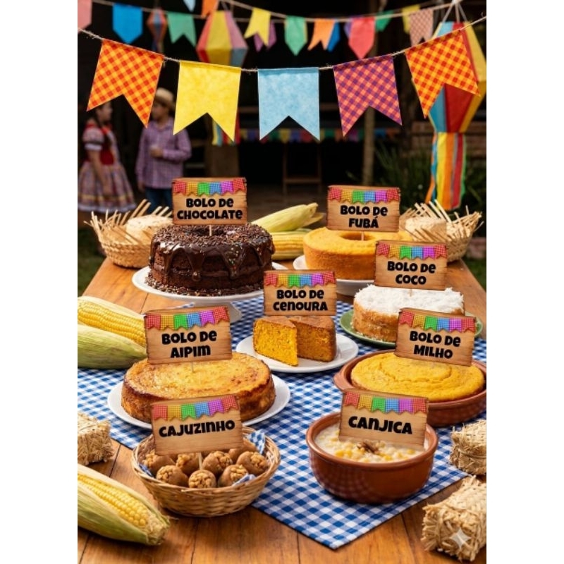 Plaquinha identificação/Festa Junina/Arraia decoração Junina