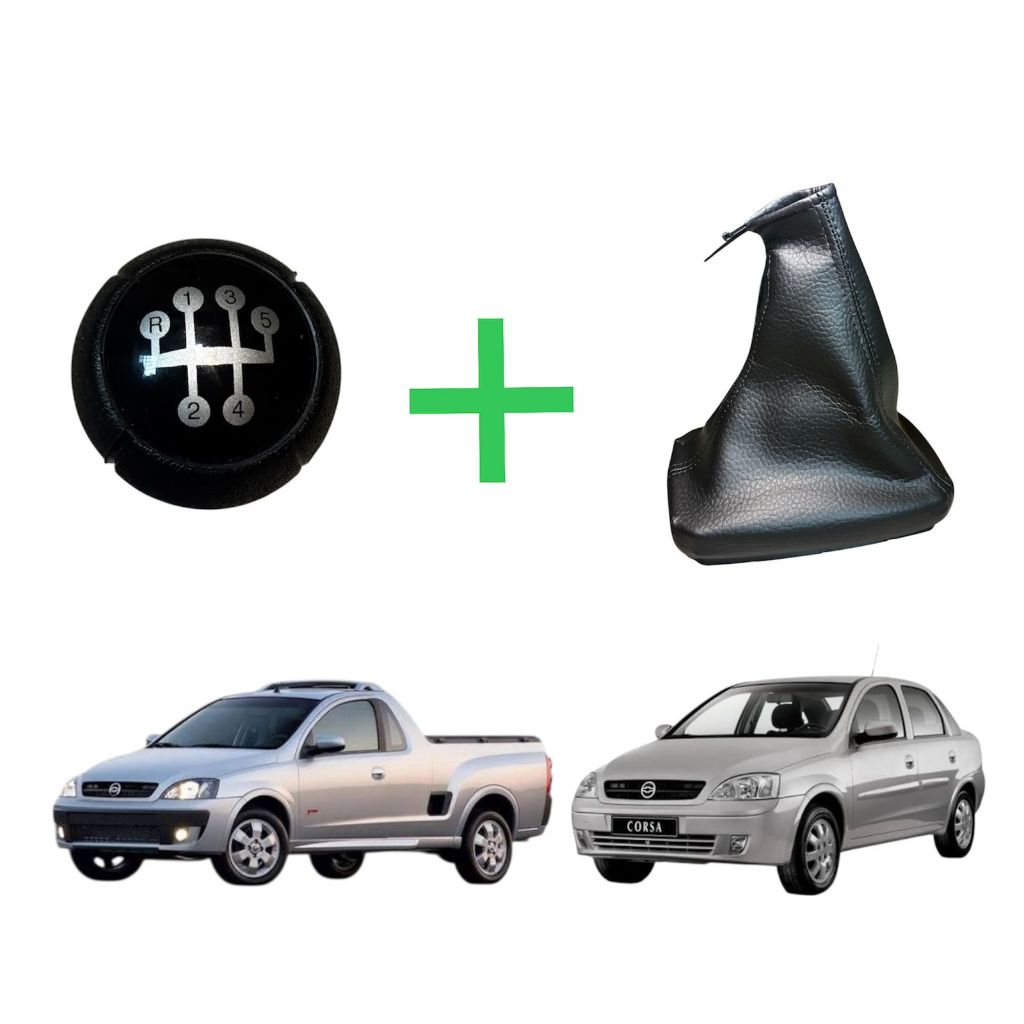 Kit (Coifa + Manopola) ou Coifa Cambio ou  Manopla Bola : Corsa Sedan Hatch  Montana  Preta