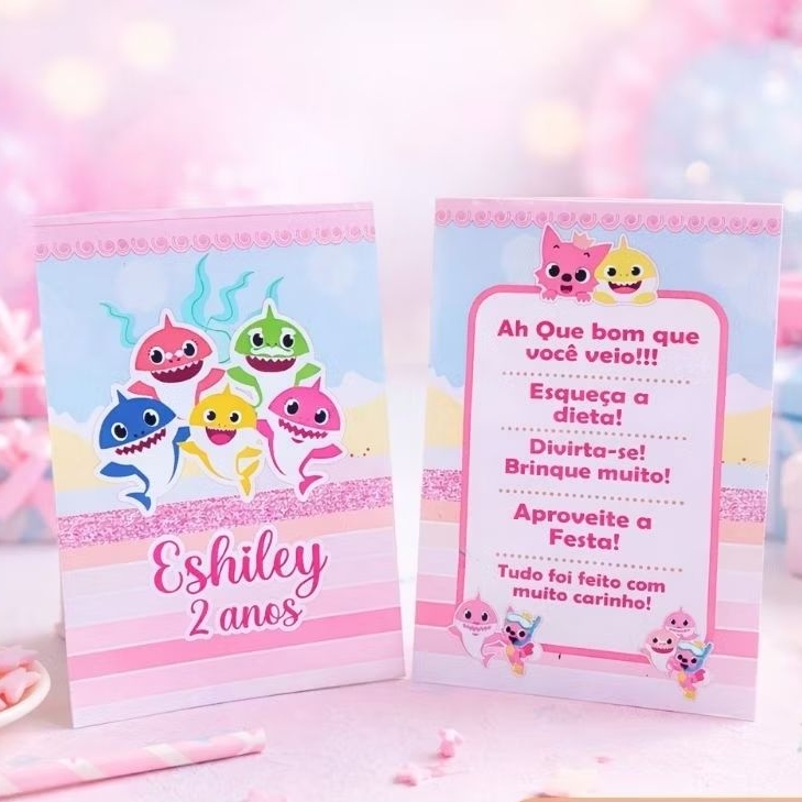 Kit Plaquinha de Agradecimento Bebê tubarão - Centro de Mesa- Personalizados- Lembrancinha de Festa - Decoração