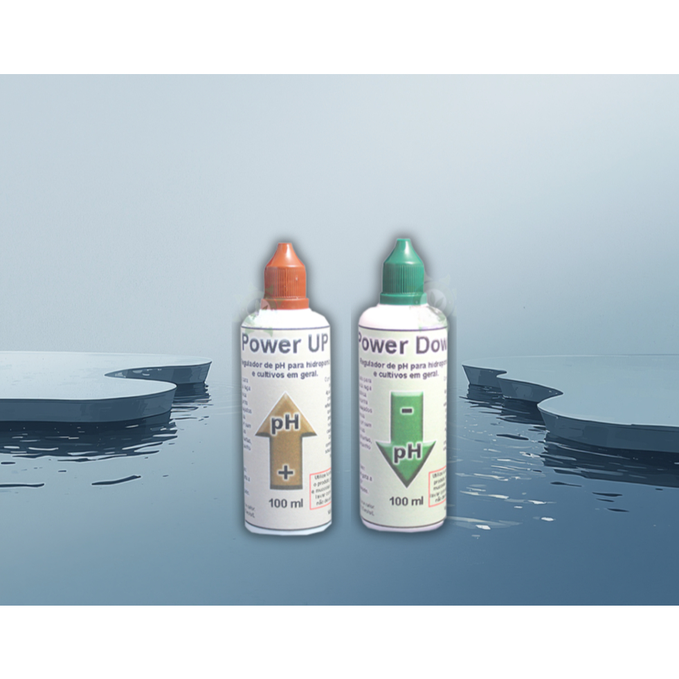 Kit Regulador pH UP Down 100ML para Substratos de Cultivo, Hidroponia, Piscina, Aquários, Subir ou Baixar o pH