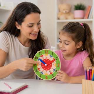 Relógio Didático Infantil Educativo Madeira Montessori Aprende Horas e Minutos