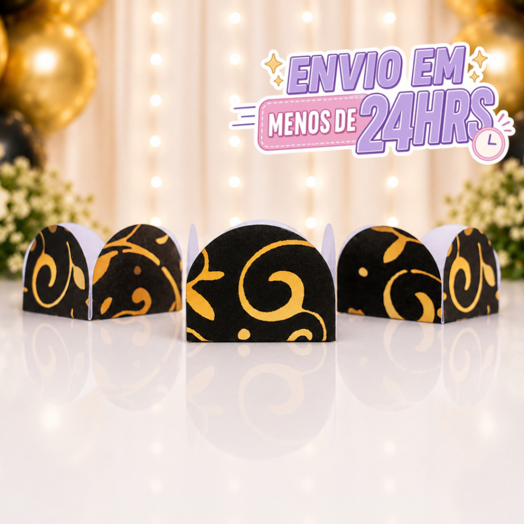 Forminhas 50 Anos Preta para Doces Personalizadas | Decoração de Mesa | Lembrancinhas Festa Infantil 💜
