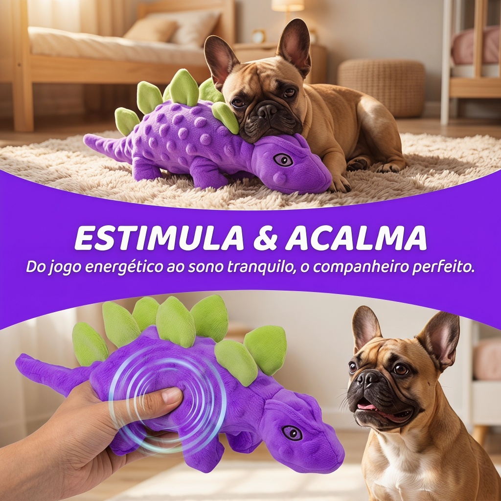 Brinquedo Pelúcia c/ Apito | Dinossauro Estegossauro Espinhos Verdes | Material Texturizado